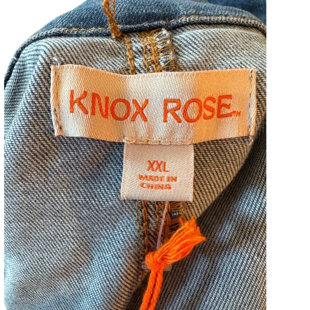 Knox Rose XXL Blue Denim‎ Utility Zip Front Jacket Elastic Waist NWT
